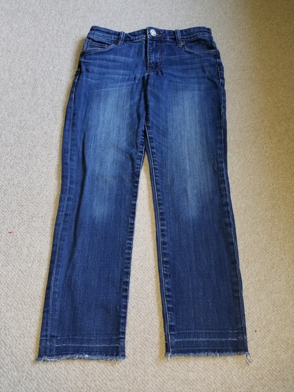 Womens Jeans-KUT FROM THE KLOTH-blue stretch denim "Emma Ankle Straight Leg"-2